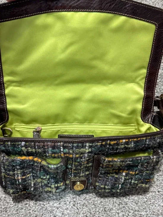 RARE VTG Coach Soho Womens Tweed Shoulder Bag Wool Alpaca Brown Green Y2K - Picture 11 of 16